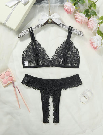 Women’s Lace Bra & Panty Set – Bow Decor, Sexy Comfortable Breathable Lingerie for Daily Wear
