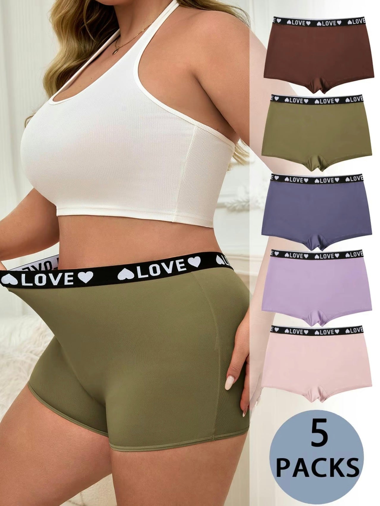 Heart Print Boxers - Comfy & Breathable Women’s Underwear (5-Pack)