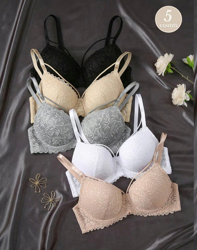 Women's Floral Lace Push Up Bra,
Adjustable Strap Underwire Bra, Soft Comfortable Breathable Lingerie for All Seasons