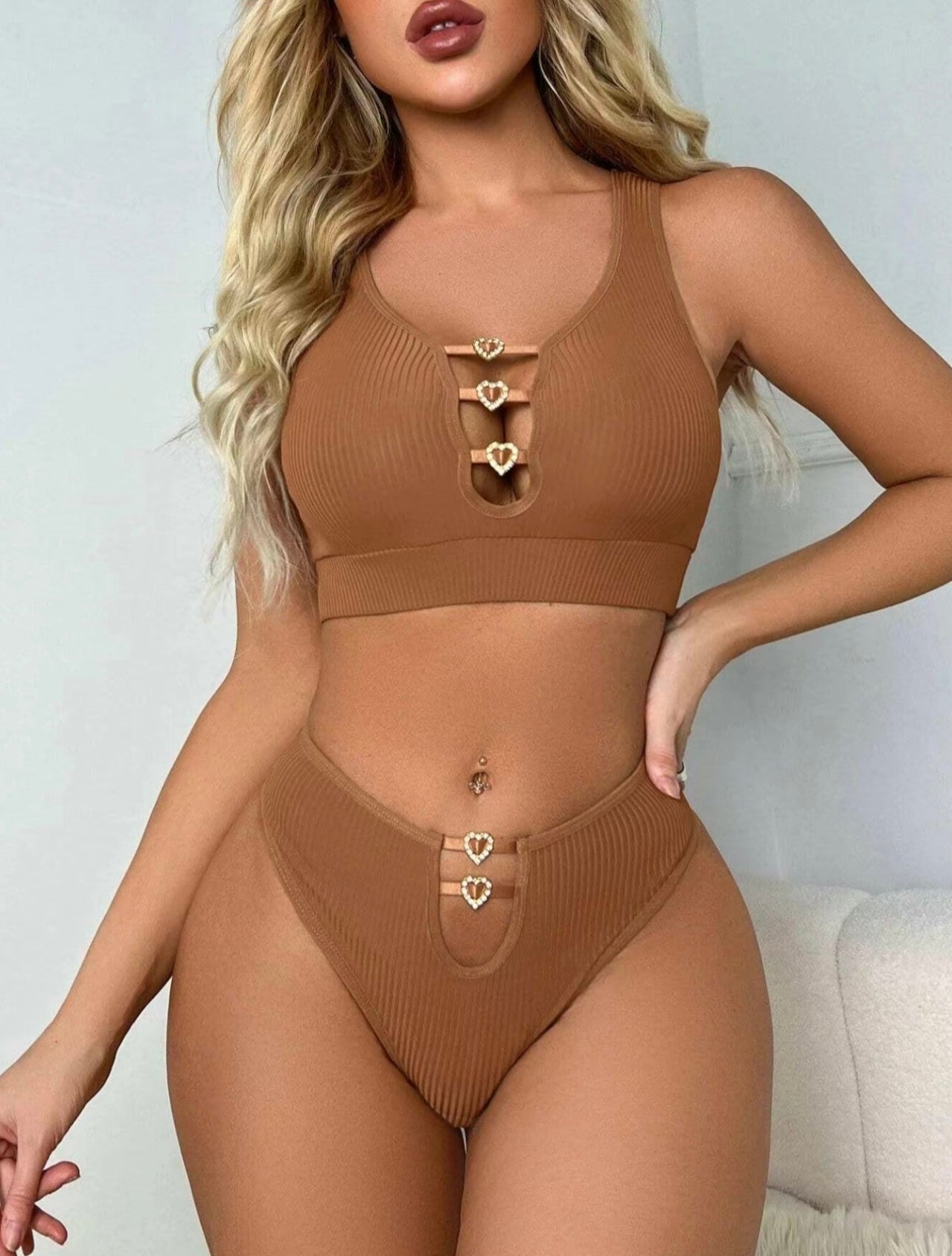 Women’s Solid Backless Bra & Panty Two-Piece Set - Casual Comfy Breathable Lingerie Set for Daily Wear, All Seasons