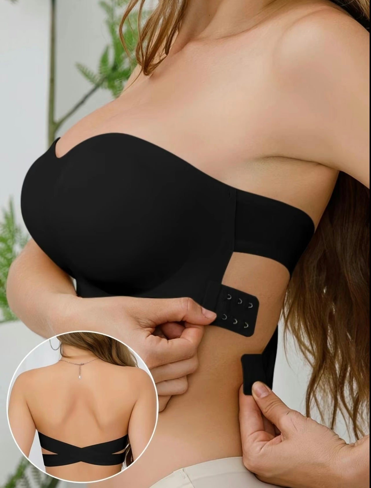 Women's Solid Color Removable Pads
Buckle Side Strapless Bra, Casual Basic Fashionable Wireless Push Up Bra for Daily Wear, Lingerie for All Seasons