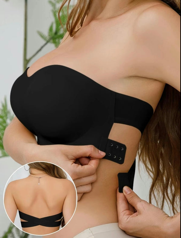 Women's Solid Color Removable Pads
Buckle Side Strapless Bra, Casual Basic Fashionable Wireless Push Up Bra for Daily Wear, Lingerie for All Seasons