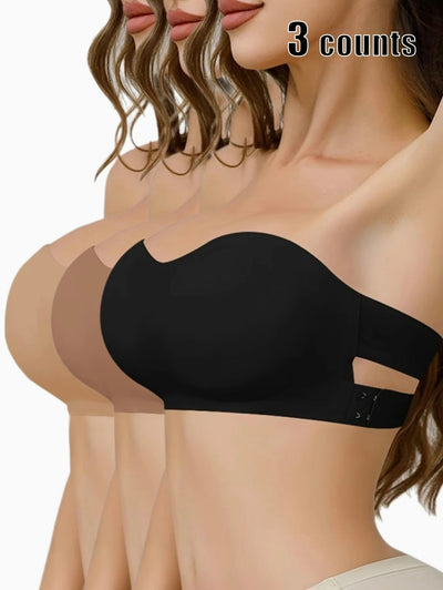 Women's Solid Color Removable Pads
Buckle Side Strapless Bra, Casual Basic Fashionable Wireless Push Up Bra for Daily Wear, Lingerie for All Seasons