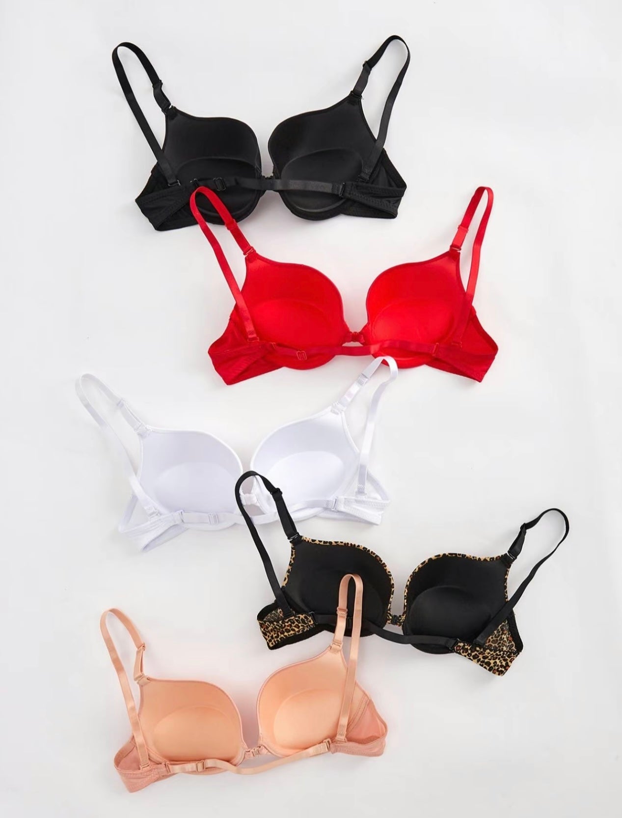 Women’s Push-Up Bra 5-Pack – Elegant, Casual, Adjustable Strap, Breathable, Comfortable Fit for All Seasons