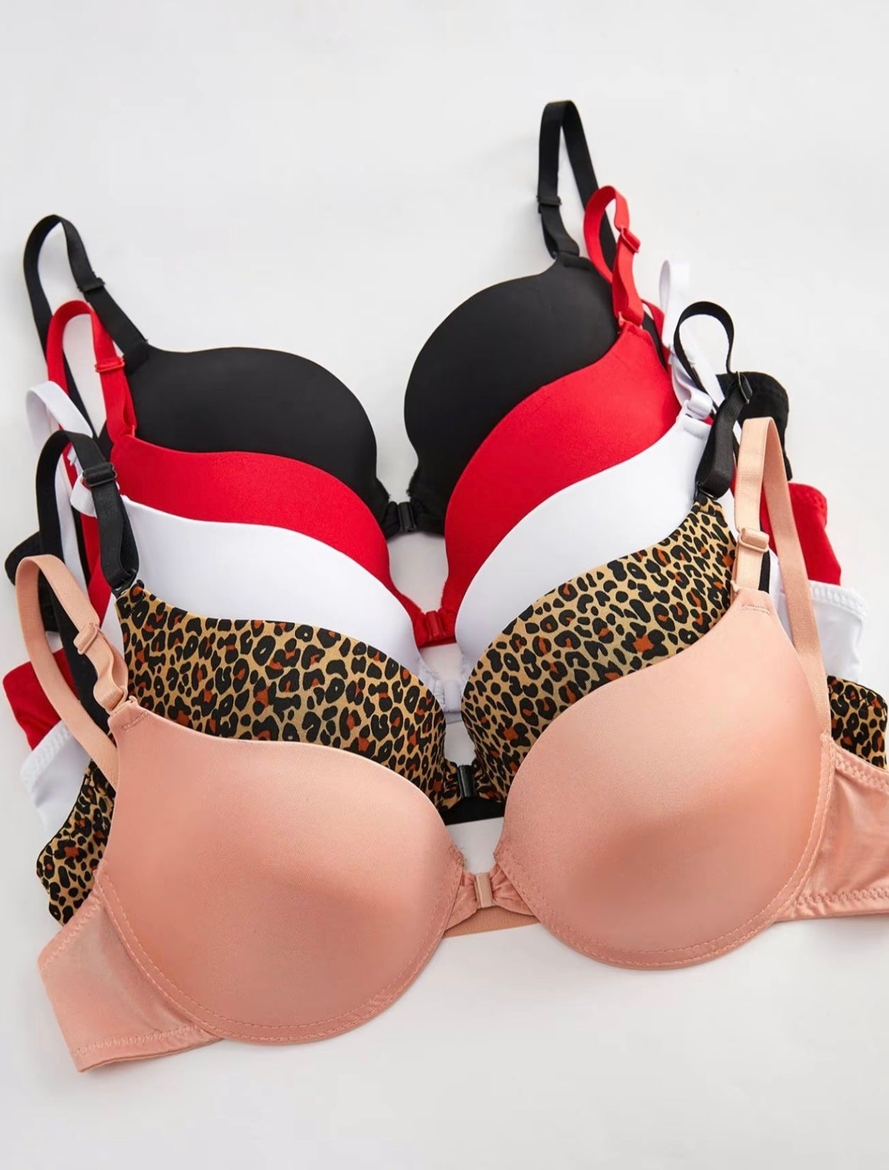 Women’s Push-Up Bra 5-Pack – Elegant, Casual, Adjustable Strap, Breathable, Comfortable Fit for All Seasons