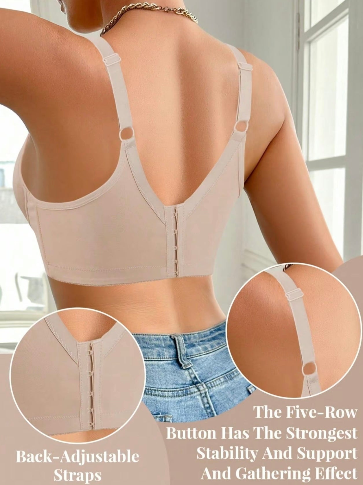 Women’s Lace Push-Up Bra – Solid Color, Padded Underwire Bra, Soft Comfortable Daily Lingerie Minimizer