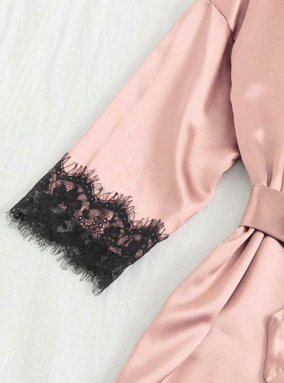 Blush Satin 4-Piece Lace Nightwear Set