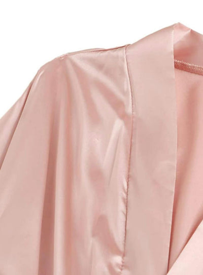 Blush Satin 4-Piece Lace Nightwear Set