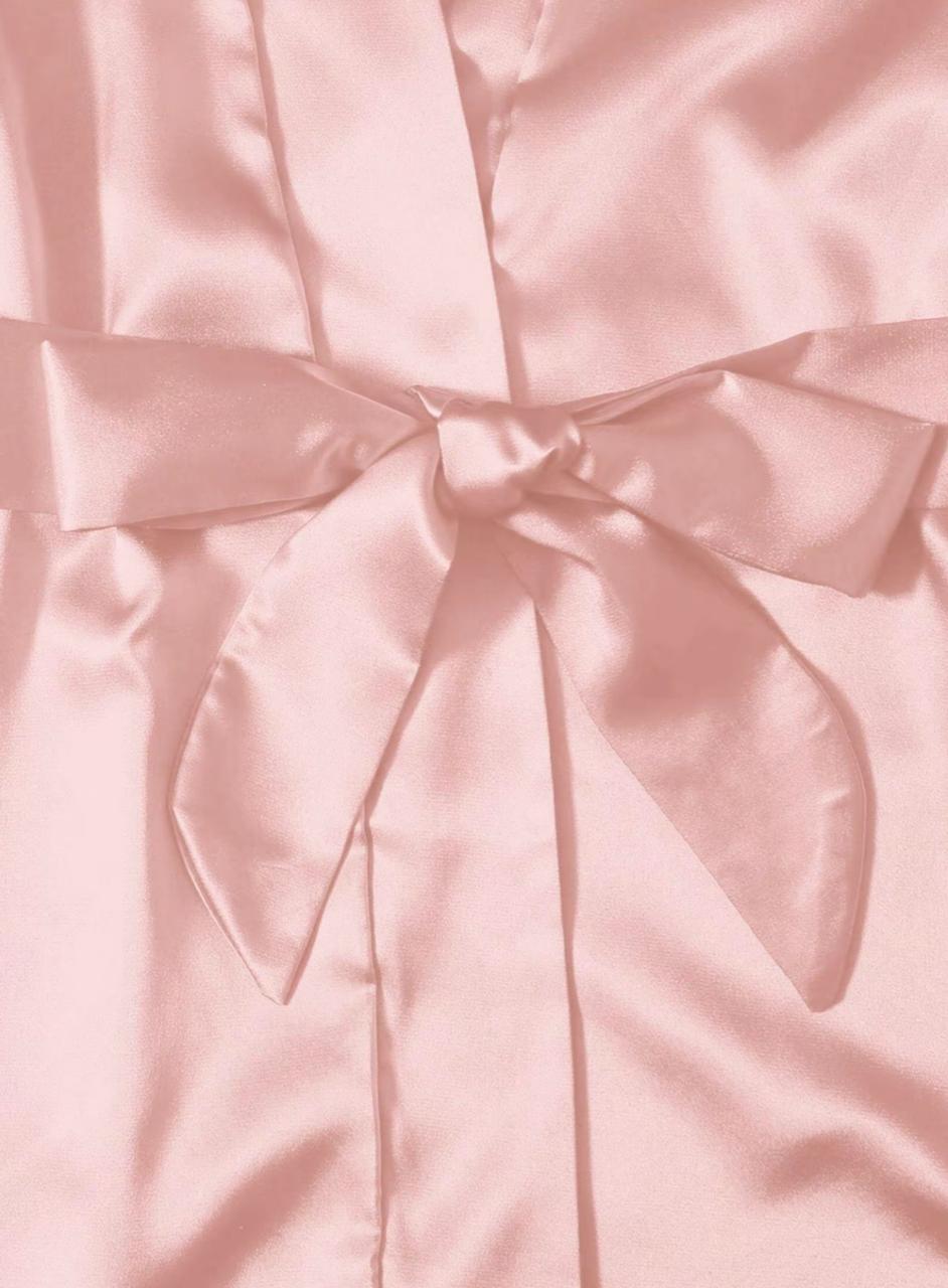 Blush Satin 4-Piece Lace Nightwear Set