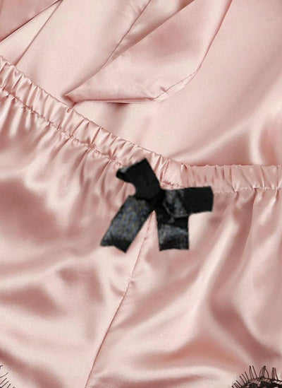 Blush Satin 4-Piece Lace Nightwear Set