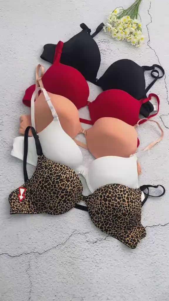 Women’s Push-Up Bra 5-Pack – Elegant, Casual, Adjustable Strap, Breathable, Comfortable Fit for All Seasons