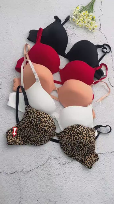 Women’s Push-Up Bra 5-Pack – Elegant, Casual, Adjustable Strap, Breathable, Comfortable Fit for All Seasons