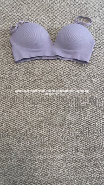Women’s Solid Color Wireless Seamless Bralette 6-Pack – Adjustable Strap, Comfortable Push-Up V-Neck Bra for Daily Wear